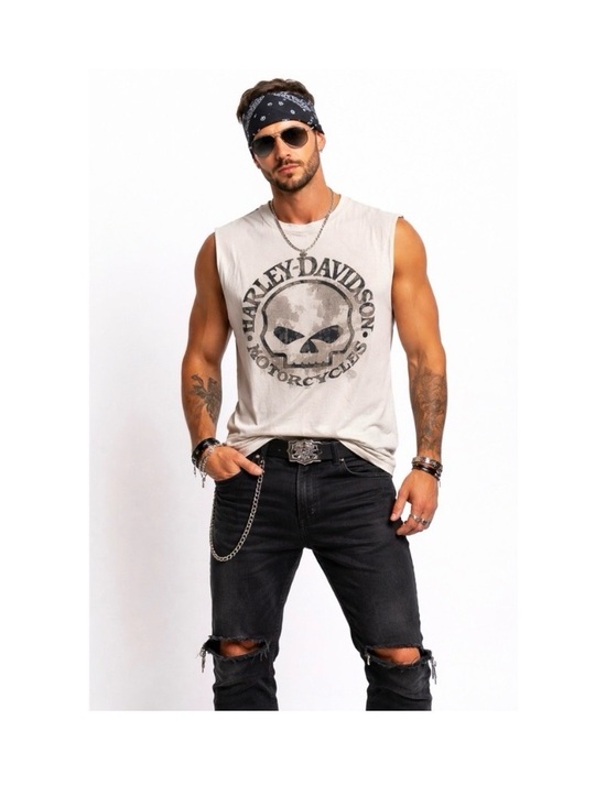 Harley-Davidson Other - HARLEY DAVIDSON White Skull Graphic Men’s Tank Top Size Large